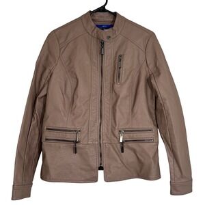 Apt. 9 Brown Faux‎ Leather Zip Up Flight Motorcycle Biker Jacket Women's Small